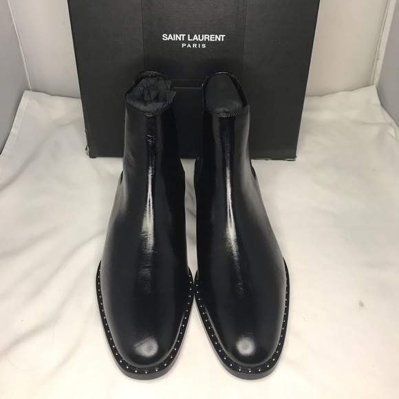 Saint Laurent Paris Leather Studded Chelsea Boots - Picture 2 of 11